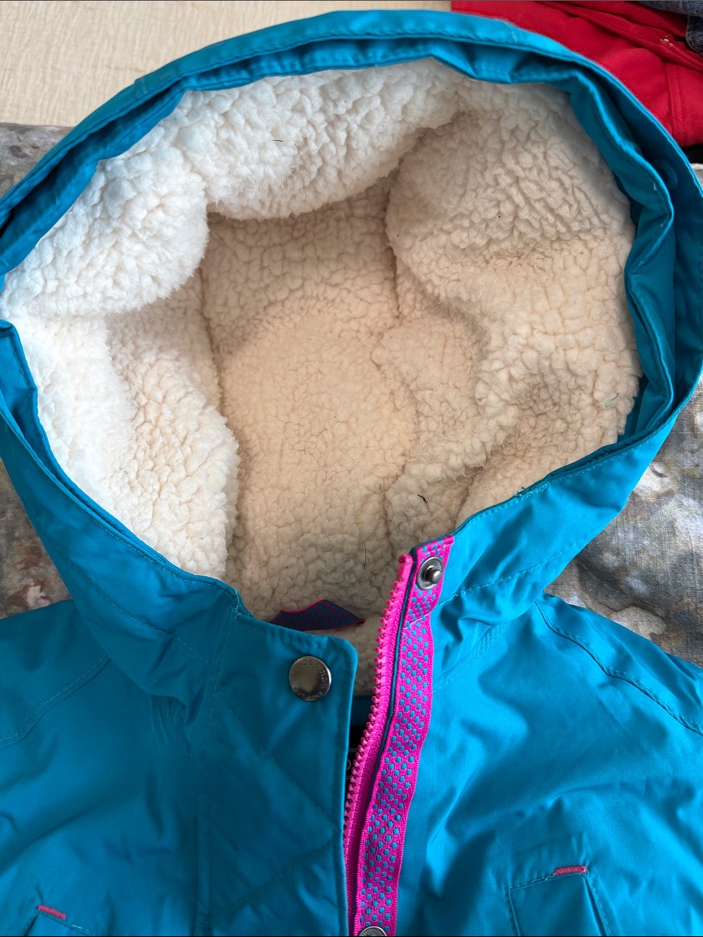 Lands' End Teal Hooded Puffer Jacket with Pink Trim - Picture 10 of 10